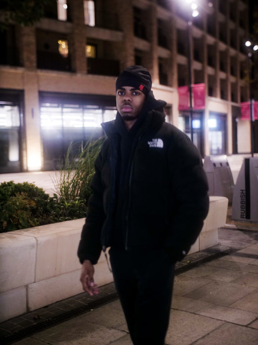 NL Black Satin Skull Cap (Red Logo)