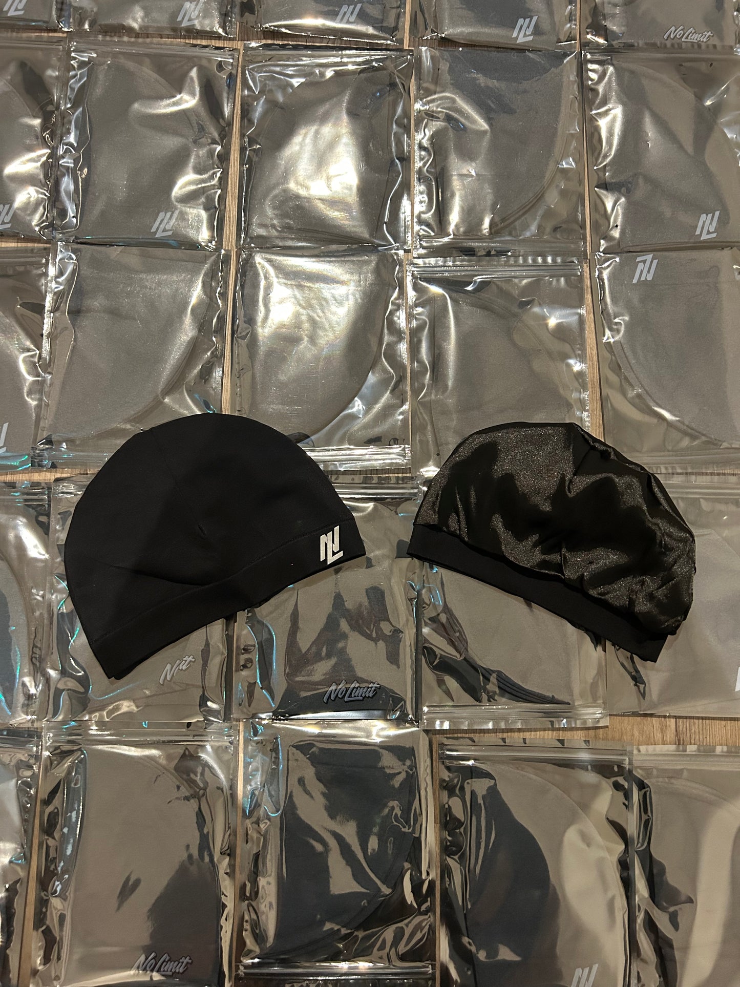 NL Black Satin Skull Cap (White Logo)