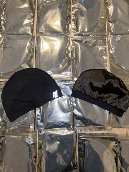 NL Black Satin Skull Cap (Reflective silver Logo)